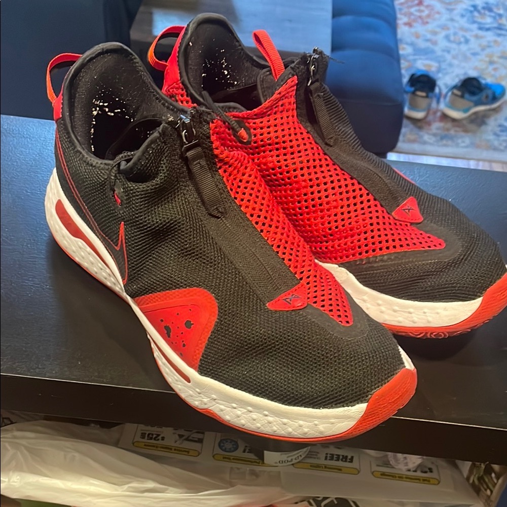 Nike Black and Red Sneakers with Mesh Upper and Cushioned Sole/ Basketball shoes